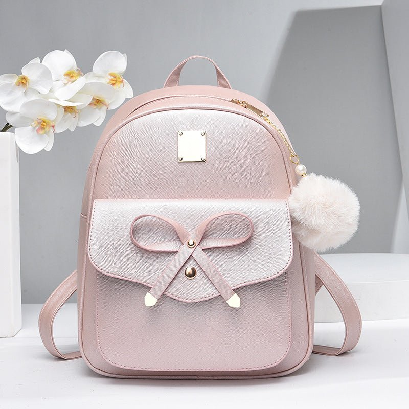 Fashion Women's Bags PU Bow Composite Bag Young Girl Student Cute Shoulders Backpack Crossbody Bags Coin Purse 3pcs Set | Orazek UK Ltd