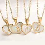 Fashionable Heart-shaped White Shell Gold Love Personalized Initials Alphabates Necklace For Women | Orazek UK Ltd