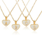 Fashionable Heart-shaped White Shell Gold Love Personalized Initials Alphabates Necklace For Women | Orazek UK Ltd