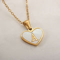 Fashionable Heart-shaped White Shell Gold Love Personalized Initials Alphabates Necklace For Women | Orazek UK Ltd