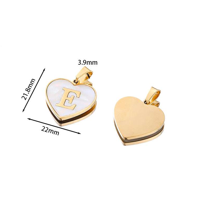 Fashionable Heart-shaped White Shell Gold Love Personalized Initials Alphabates Necklace For Women Orazek UK Ltd