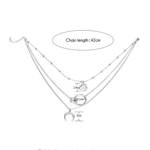 Fashionable Multilayer Gold Plated Boho Moon Map Necklace for Woman | Orazek UK Ltd