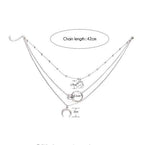 Fashionable Multilayer Gold Plated Boho Moon Map Necklace for Woman | Orazek UK Ltd