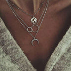 Fashionable Multilayer Gold Plated Boho Moon Map Necklace for Woman | Orazek UK Ltd