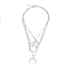 Fashionable Multilayer Gold Plated Boho Moon Map Necklace for Woman | Orazek UK Ltd