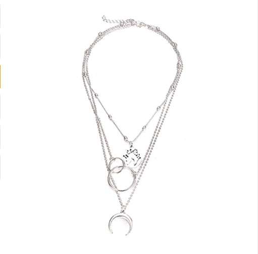 Fashionable Multilayer Gold Plated Boho Moon Map Necklace for Woman | Orazek UK Ltd