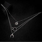 Fashionable Multilayer Gold Plated Boho Moon Map Necklace for Woman | Orazek UK Ltd