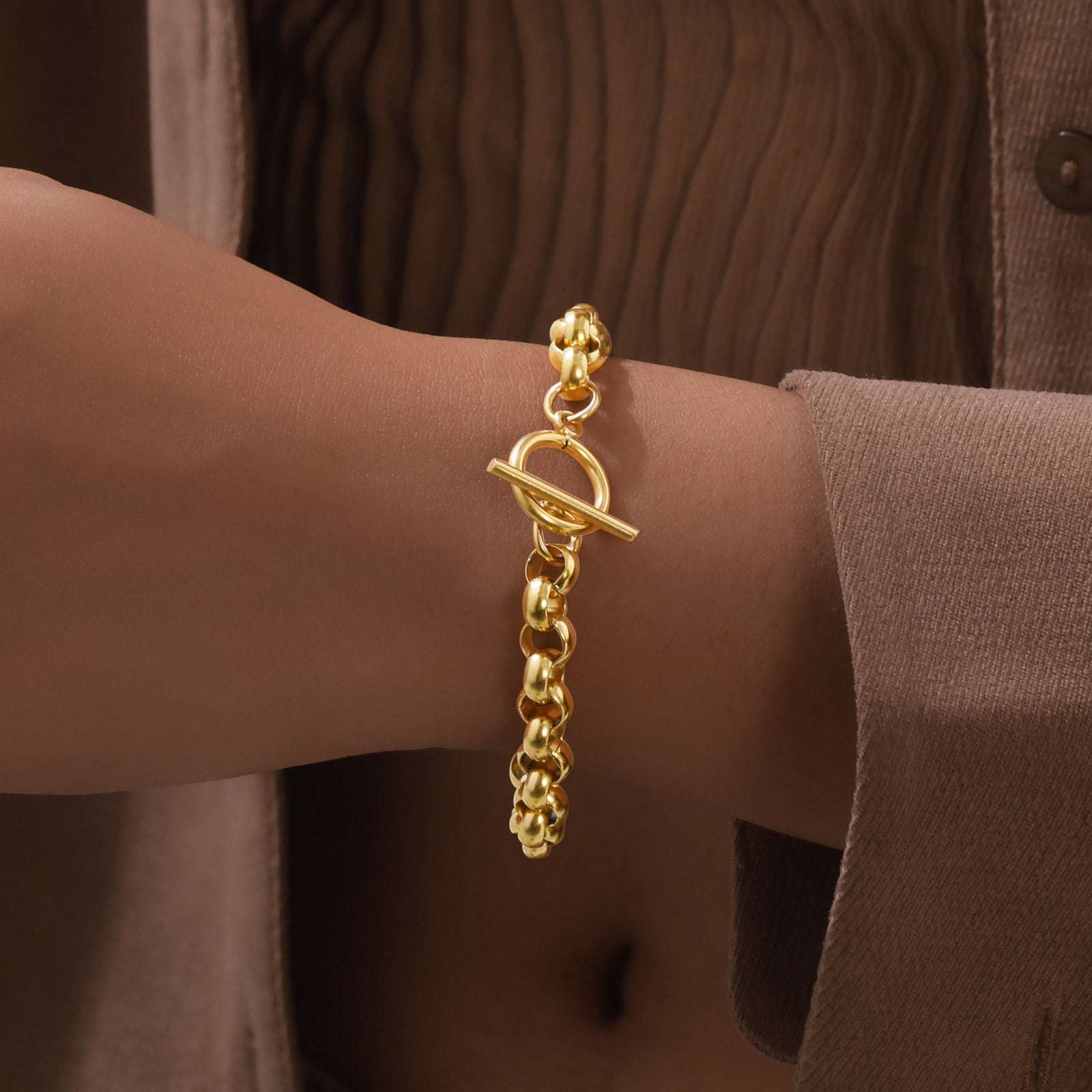 Fashionable Stainless Steel Round Pearl Chain Bracelet | Orazek UK Ltd