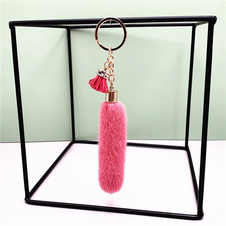 Faux Mink Fur Key Chain Bag Charms Pendant Tassel Fluffy Car Key Ring Accessories | Orazek UK Ltd