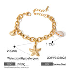 Stainless Steel Starfish Shell Conch Bracelet For Women Fashion Beach Bracelets Birthday Jewelry Gifts