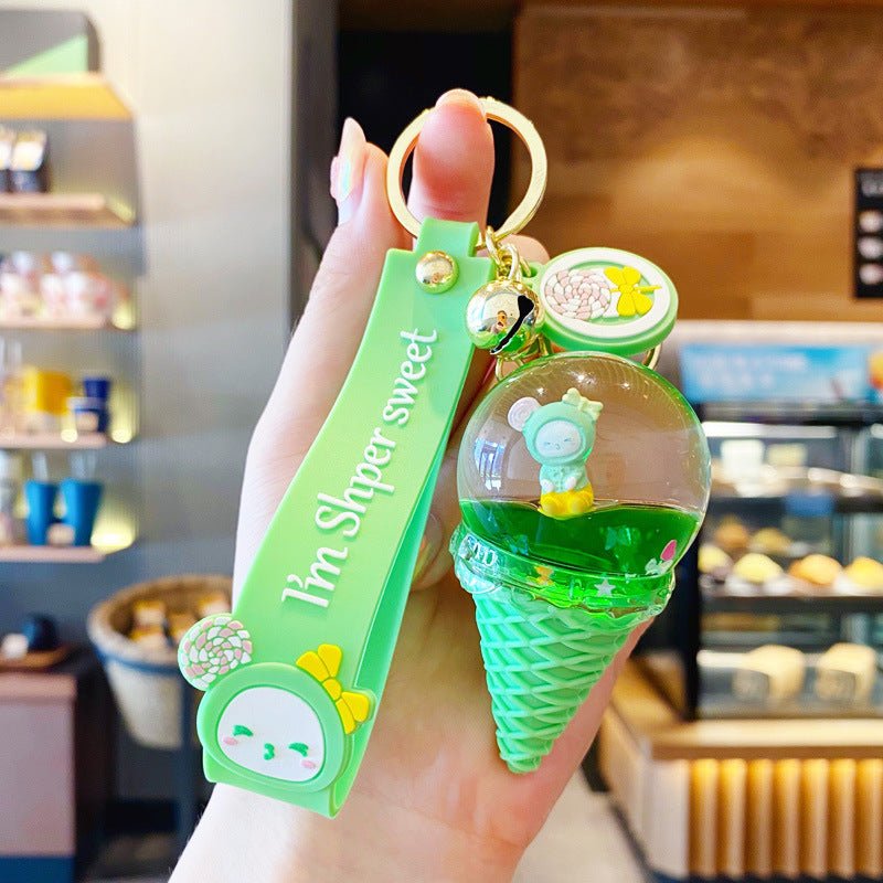 Floating Liquid Drifting Bottle Ice Cream Cute Baby Keychain Cartoon Car Keychain Bag Pendant | Orazek UK Ltd