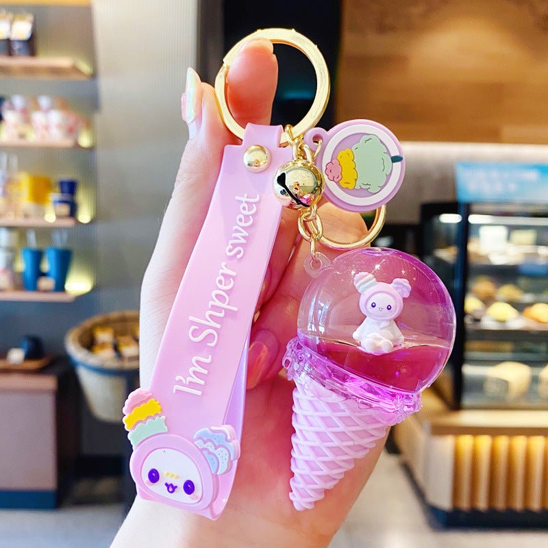 Floating Liquid Drifting Bottle Ice Cream Cute Baby Keychain Cartoon Car Keychain Bag Pendant | Orazek UK Ltd