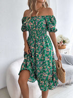 Floral Print Square Collar Dress Summer Fashion Ruffles Dresses Women's Clothing | Orazek UK Ltd