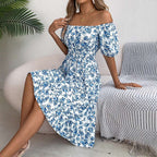 Floral Print Square Collar Dress Summer Fashion Ruffles Dresses Women's Clothing | Orazek UK Ltd