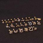 Flower Earring Stainless Steel Screw Earrings Female Zircon Earring | Orazek UK Ltd