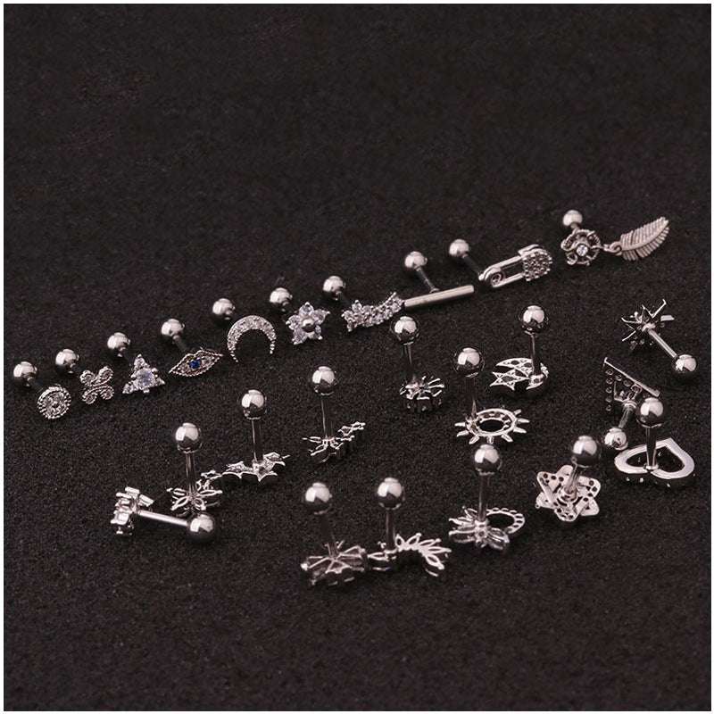 Flower Earring Stainless Steel Screw Earrings Female Zircon Earring | Orazek UK Ltd