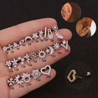 Flower Earring Stainless Steel Screw Earrings Female Zircon Earring | Orazek UK Ltd