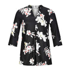 Flowers Print Tops V Neck Long Sleeve Flowers Print Shirt Women Blouse | Orazek UK Ltd