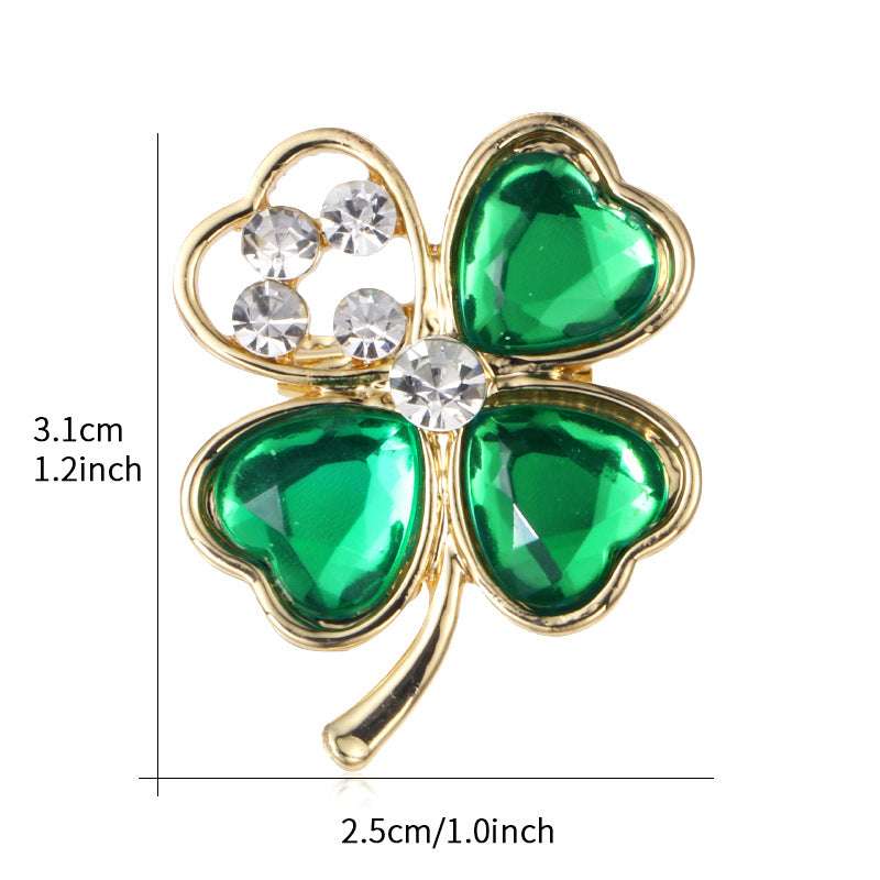 Four-leaf clover brooch, rhinestone brooch, alloy brooch Orazek UK Ltd