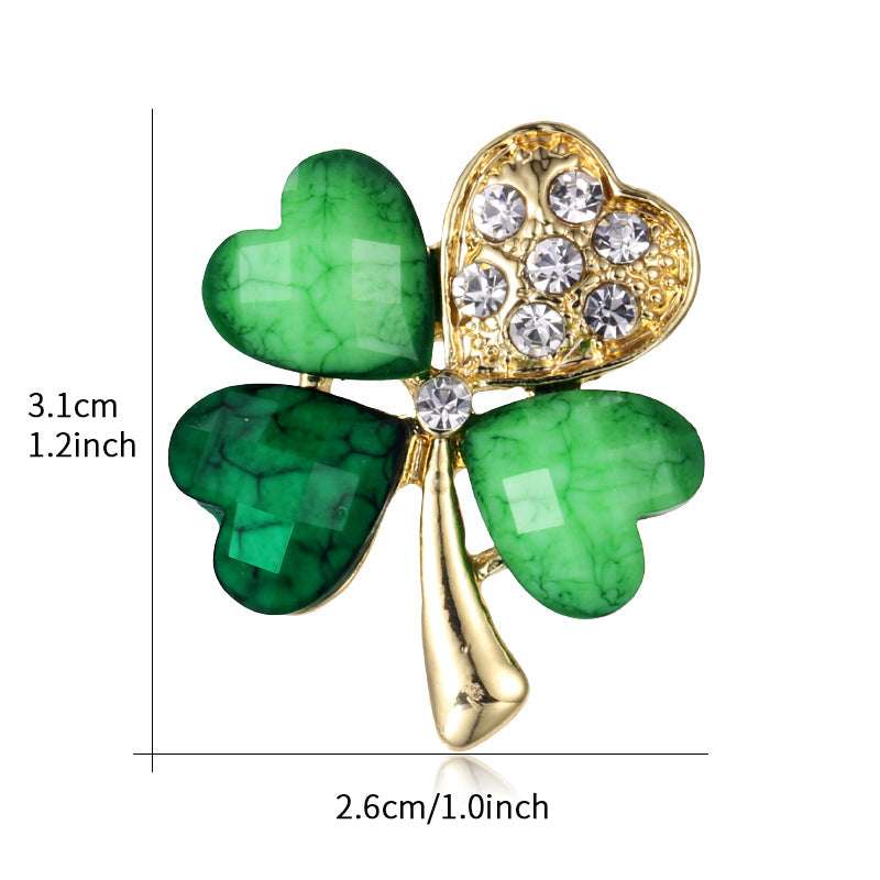 Four-leaf clover brooch, rhinestone brooch, alloy brooch Orazek UK Ltd
