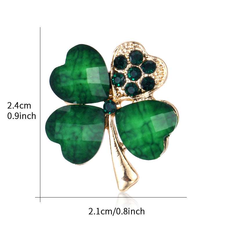 Four-leaf clover brooch, rhinestone brooch, alloy brooch Orazek UK Ltd