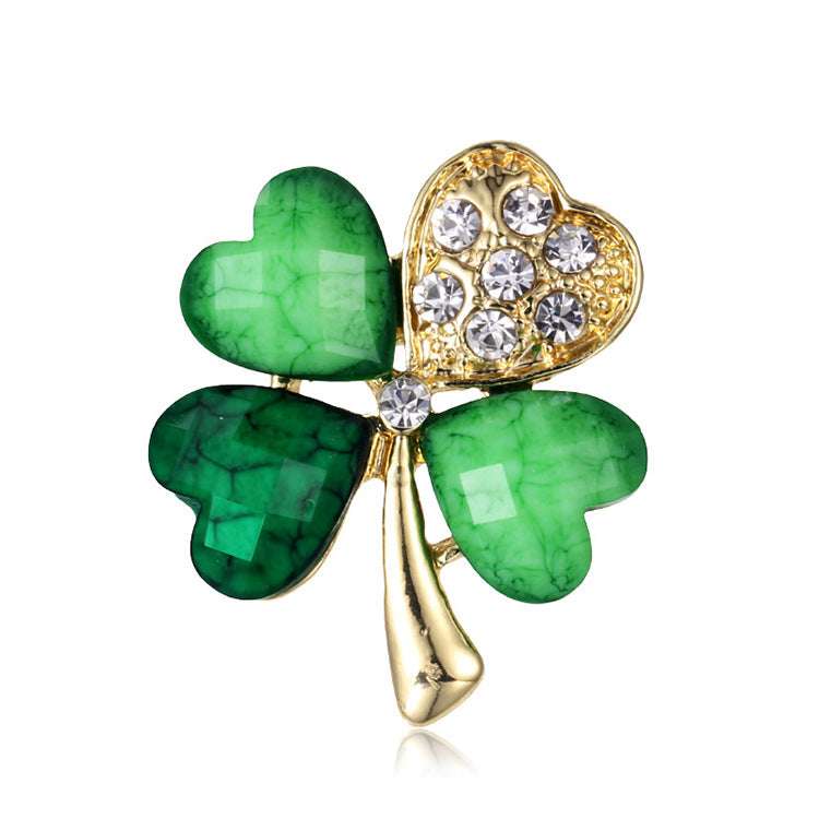 Four-leaf clover brooch, rhinestone brooch, alloy brooch Orazek UK Ltd
