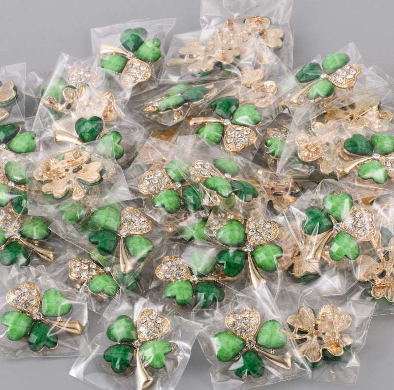 Four-leaf clover brooch, rhinestone brooch, alloy brooch Orazek UK Ltd