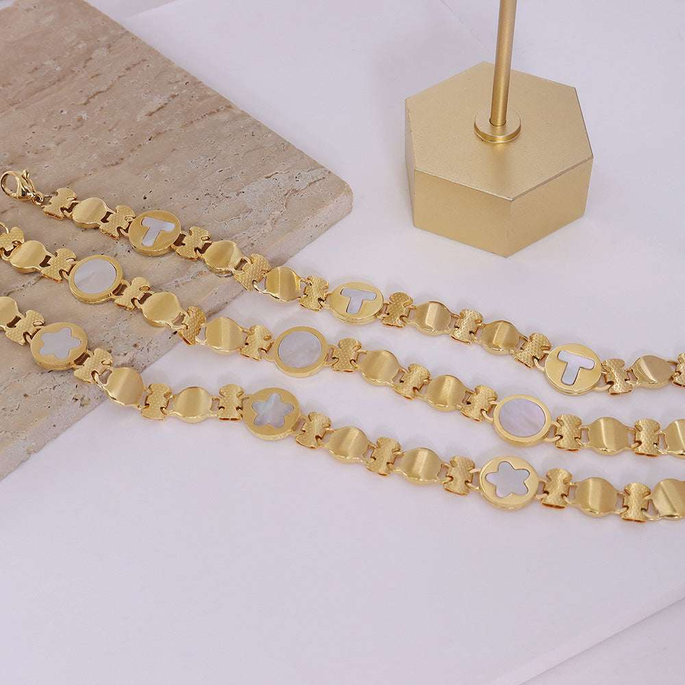 Frosty Wind 18k Gold Color Preserving Jewelry Small Flower Round White Sea Shell Bracelet Women | Orazek UK Ltd
