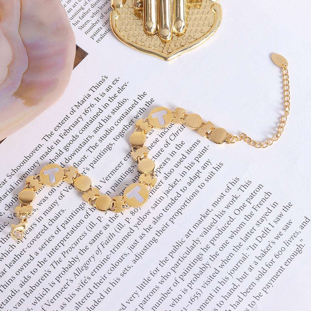 Frosty Wind 18k Gold Color Preserving Jewelry Small Flower Round White Sea Shell Bracelet Women | Orazek UK Ltd