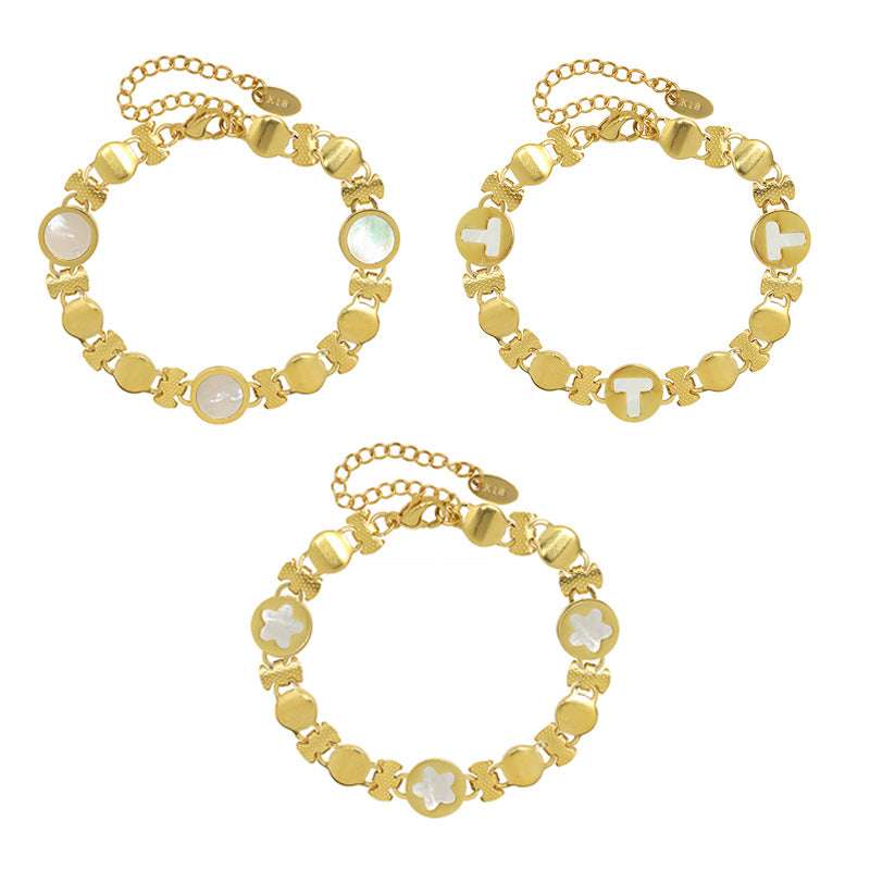 Frosty Wind 18k Gold Color Preserving Jewelry Small Flower Round White Sea Shell Bracelet Women | Orazek UK Ltd