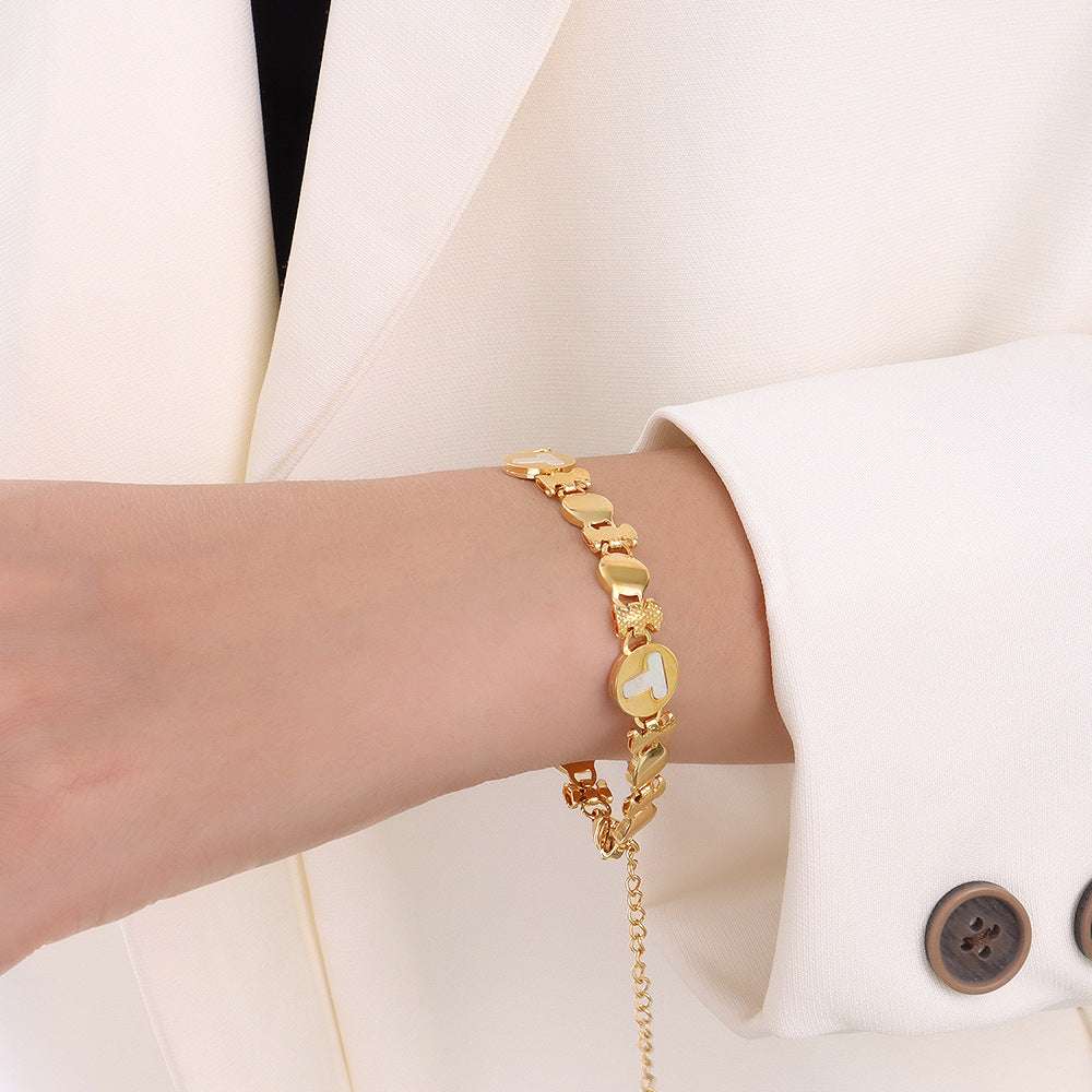 Frosty Wind 18k Gold Color Preserving Jewelry Small Flower Round White Sea Shell Bracelet Women | Orazek UK Ltd