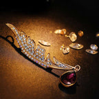 Full diamond feather brooch with rhinestone brooch | Orazek UK Ltd