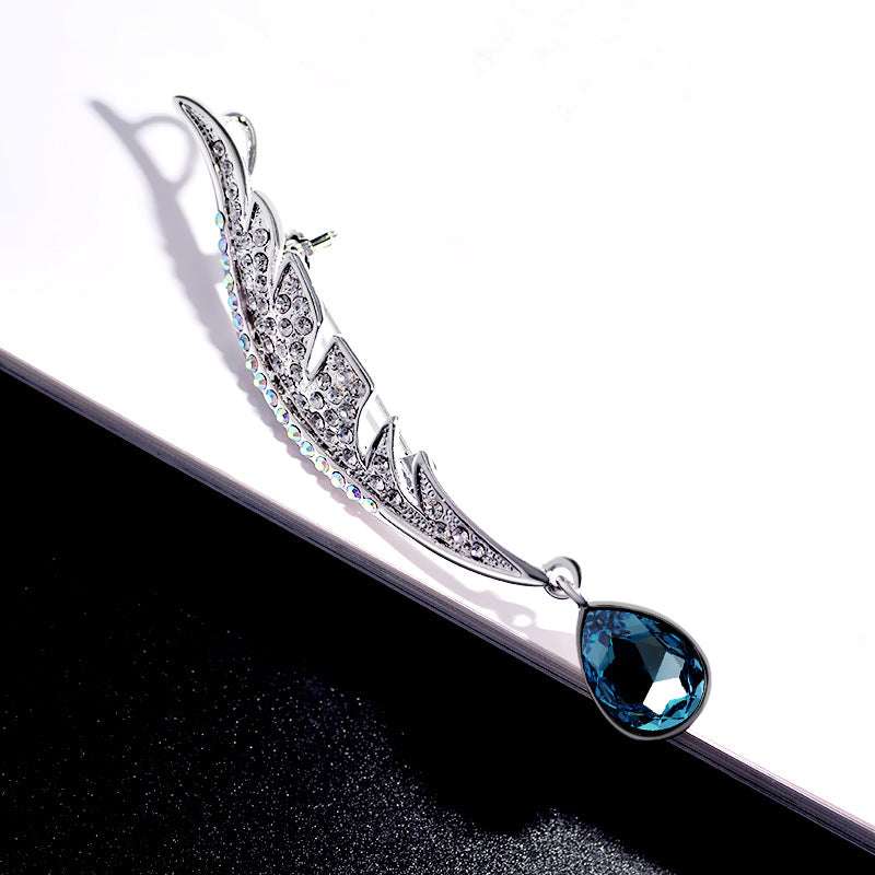 Full diamond feather brooch with rhinestone brooch Orazek UK Ltd