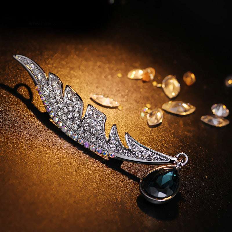 Full diamond feather brooch with rhinestone brooch Orazek UK Ltd