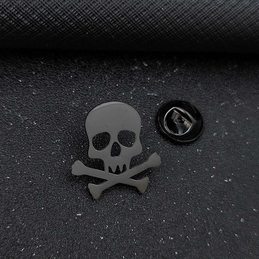 Funny Skull Dark Stainless Steel Hollow Brooch Orazek UK Ltd
