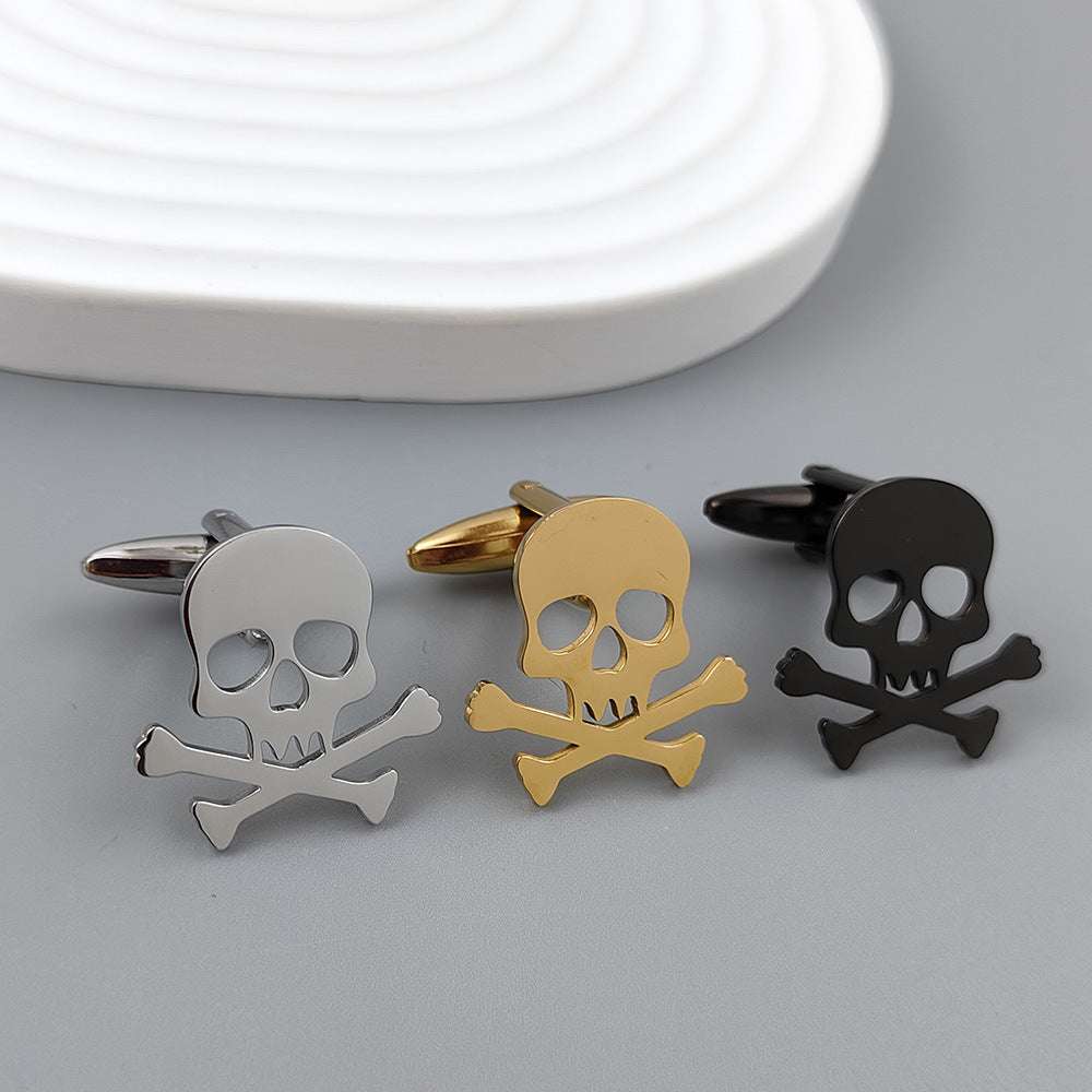 Funny Skull Dark Stainless Steel Hollow Brooch Orazek UK Ltd
