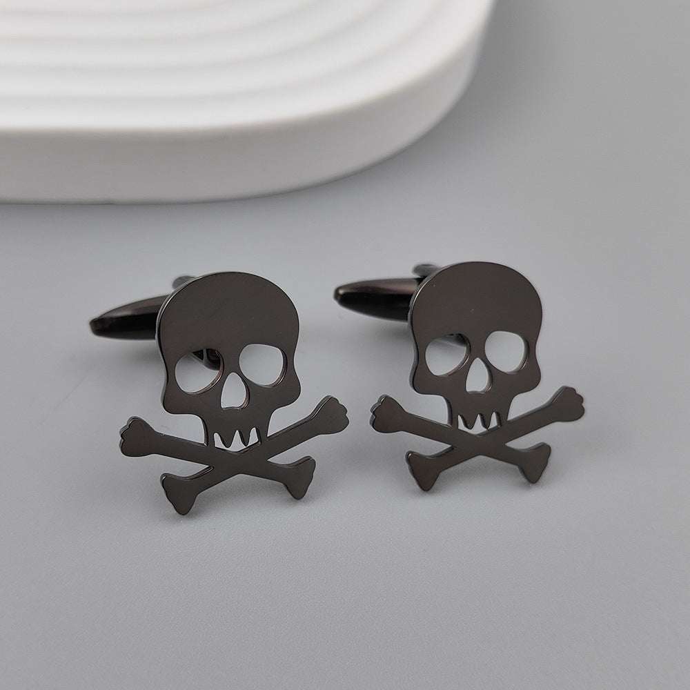 Funny Skull Dark Stainless Steel Hollow Brooch Orazek UK Ltd