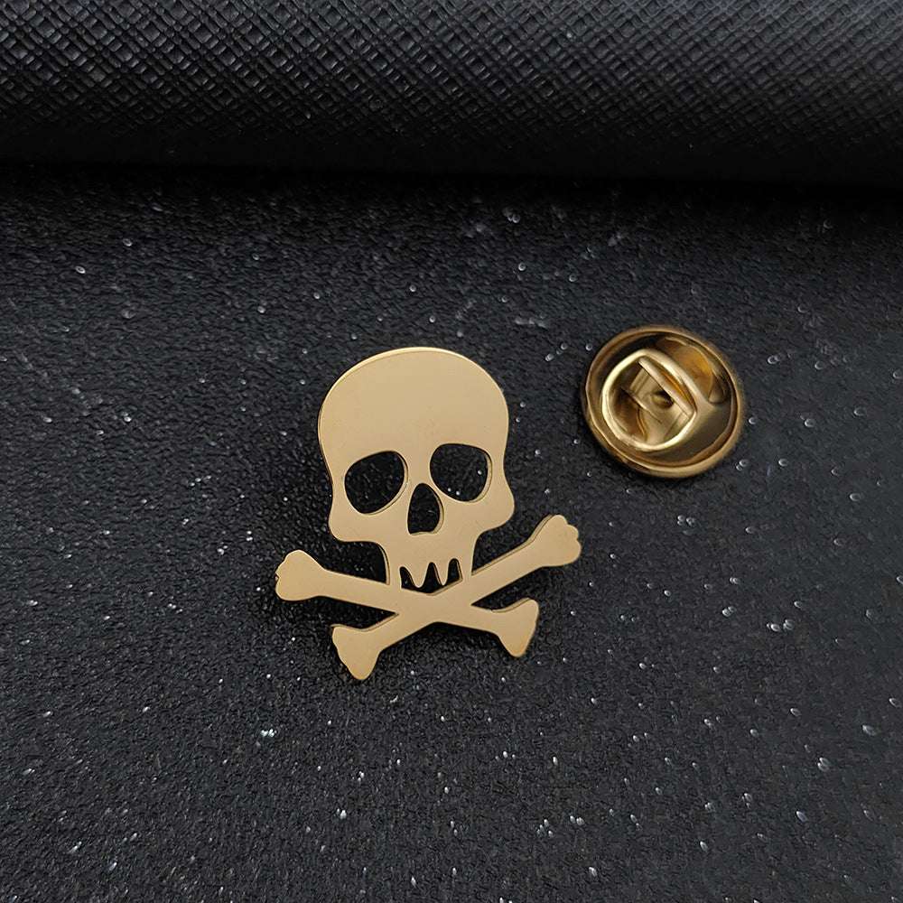 Funny Skull Dark Stainless Steel Hollow Brooch Orazek UK Ltd