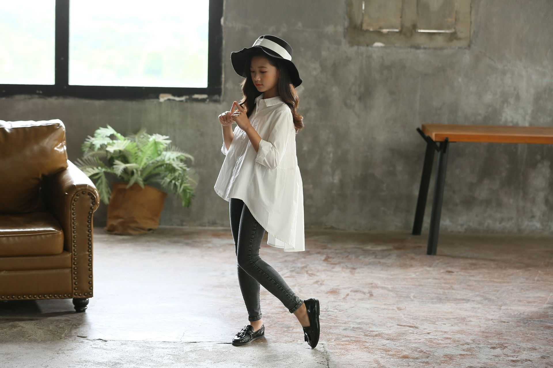 Girls' Big Kids Loose Fashionable Tops Korean Style Shirts Big Kids' Swallowtails | Orazek UK Ltd