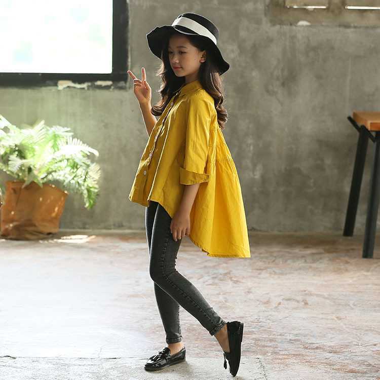 Girls' Big Kids Loose Fashionable Tops Korean Style Shirts Big Kids' Swallowtails | Orazek UK Ltd