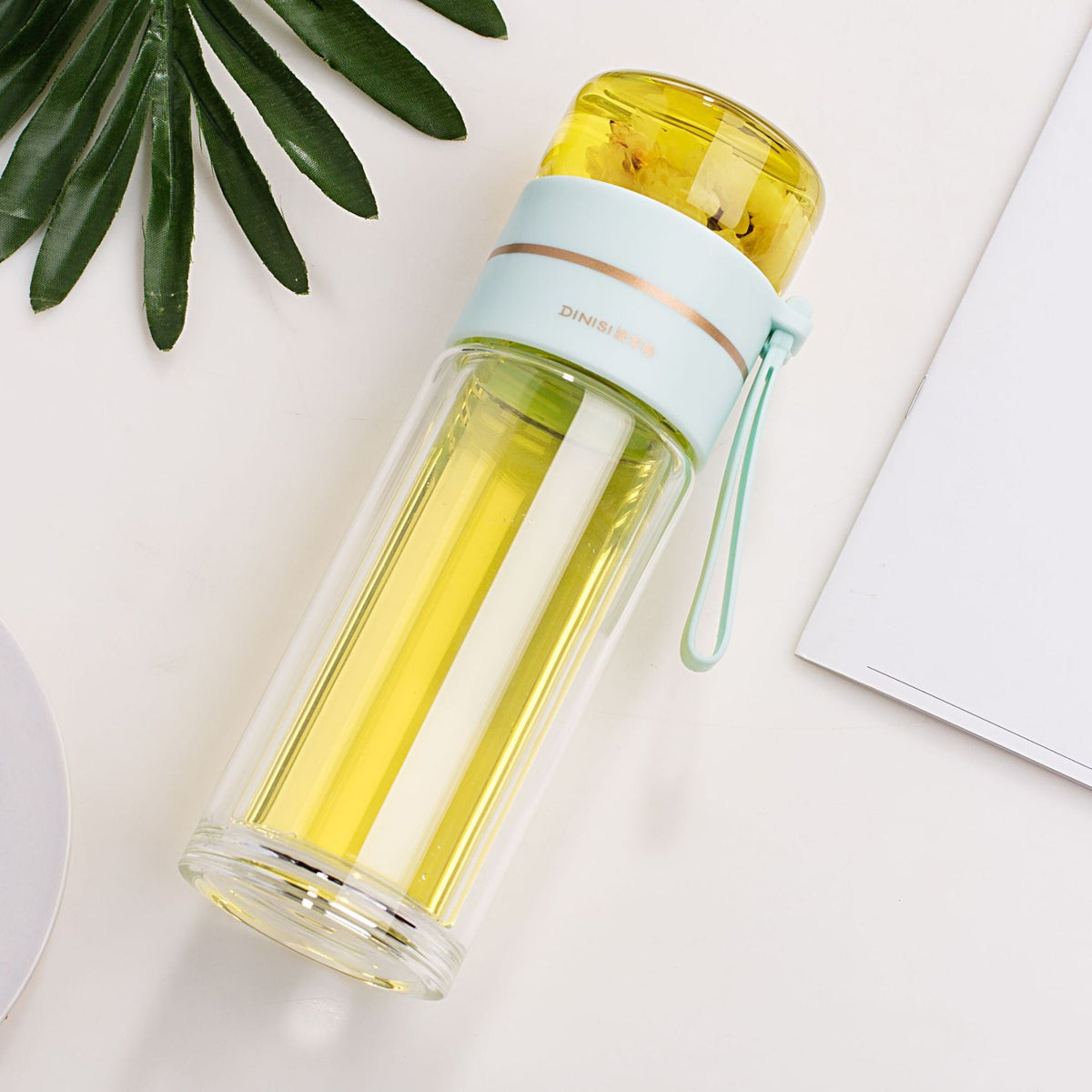 Glass Water Bottle With Tea Infuser Filter Tea Separation Double Wall Glass Bottle Leakproof Water Bottle | Orazek UK Ltd