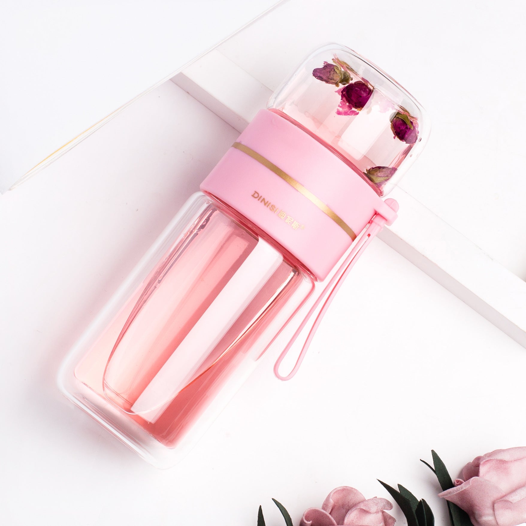 Glass Water Bottle With Tea Infuser Filter Tea Separation Double Wall Glass Bottle Leakproof Water Bottle | Orazek UK Ltd
