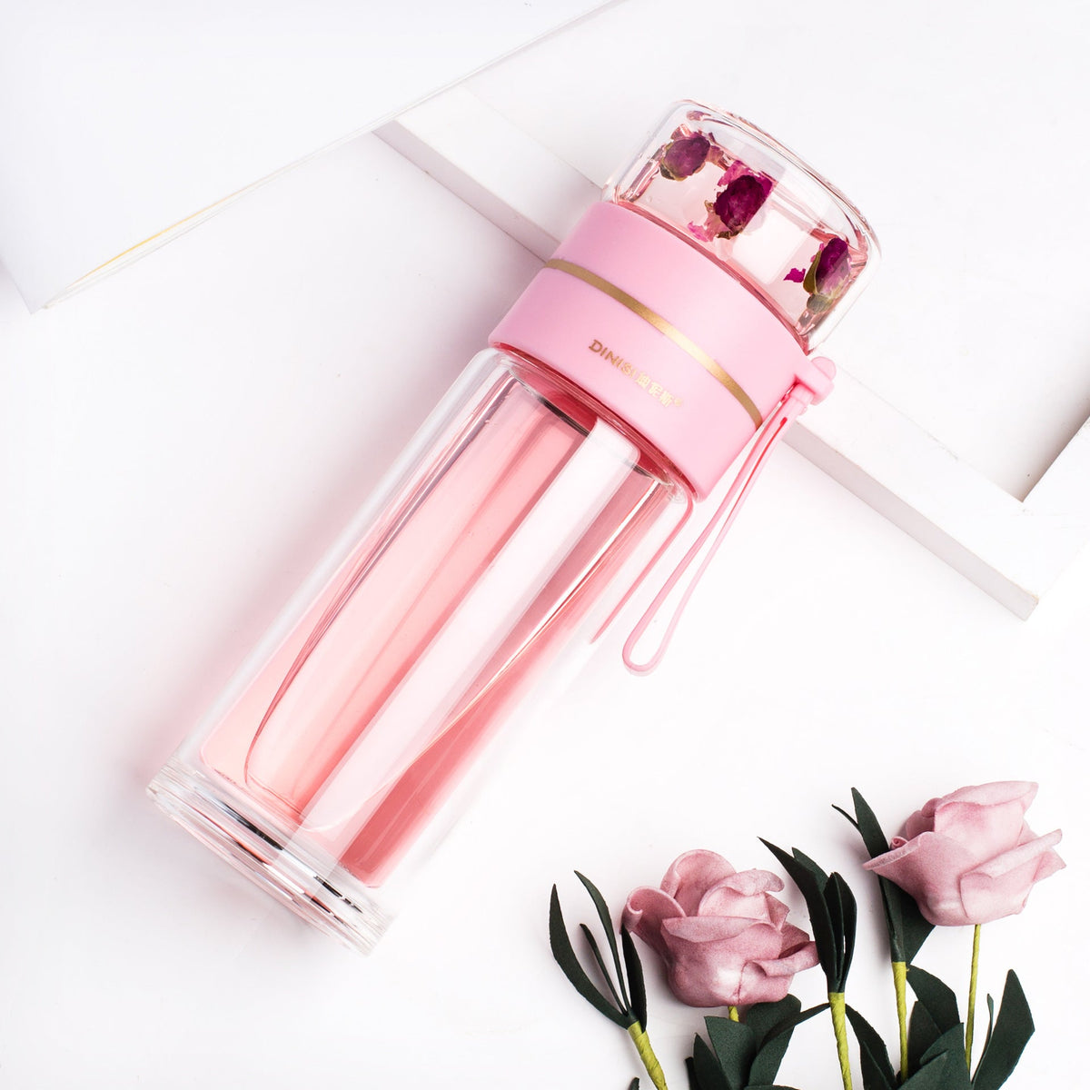 Glass Water Bottle With Tea Infuser Filter Tea Separation Double Wall Glass Bottle Leakproof Water Bottle | Orazek UK Ltd
