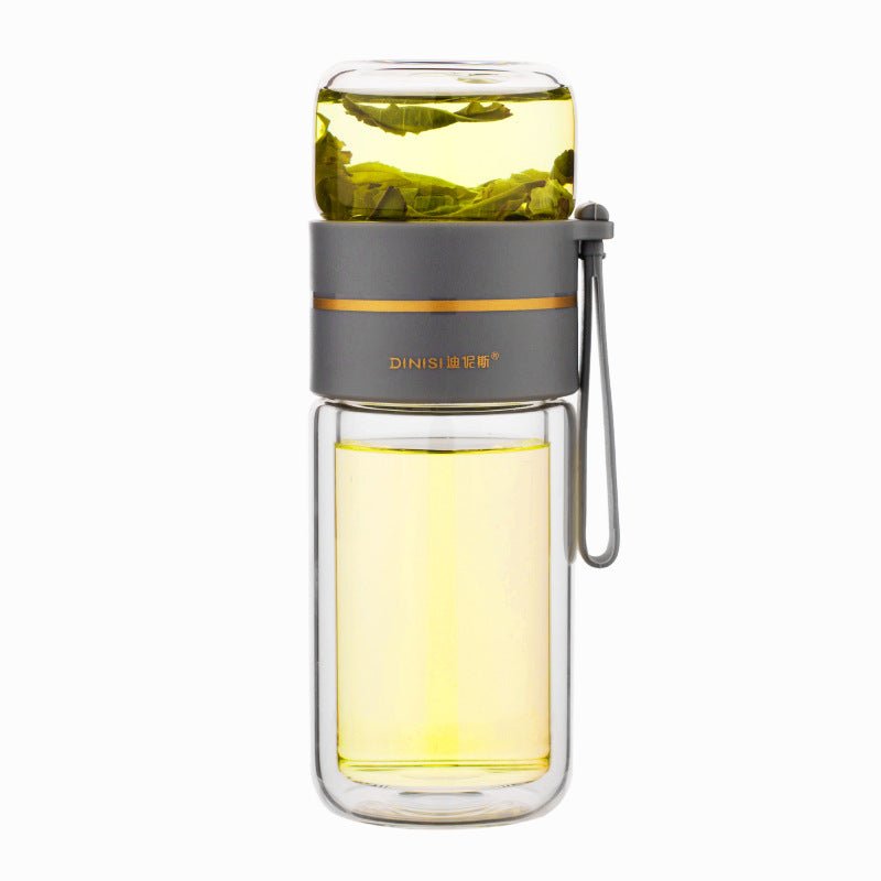 Glass Water Bottle With Tea Infuser Filter Tea Separation Double Wall Glass Bottle Leakproof Water Bottle | Orazek UK Ltd