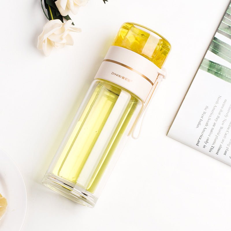 Glass Water Bottle With Tea Infuser Filter Tea Separation Double Wall Glass Bottle Leakproof Water Bottle | Orazek UK Ltd