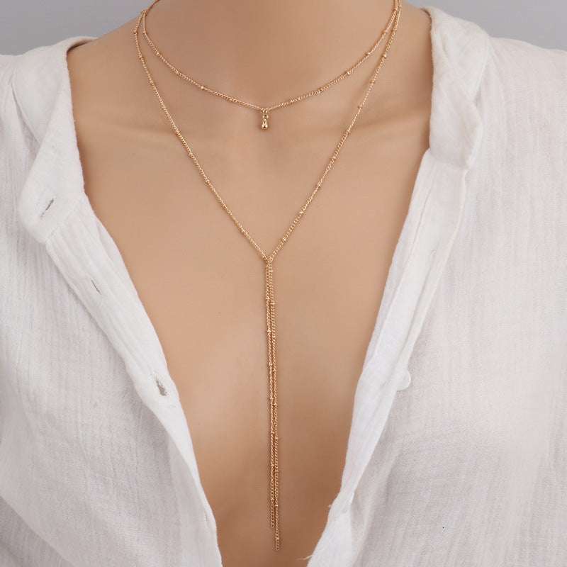 Gold Plated Double Layered Retro Chain Clavicle Necklace | Orazek UK Ltd