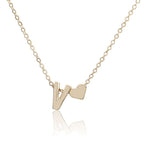 Gold Plated Peach Heart and Initials Letter Alphabate Statement Necklace for Woman | Orazek UK Ltd