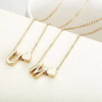 Gold Plated Peach Heart and Initials Letter Alphabate Statement Necklace for Woman | Orazek UK Ltd