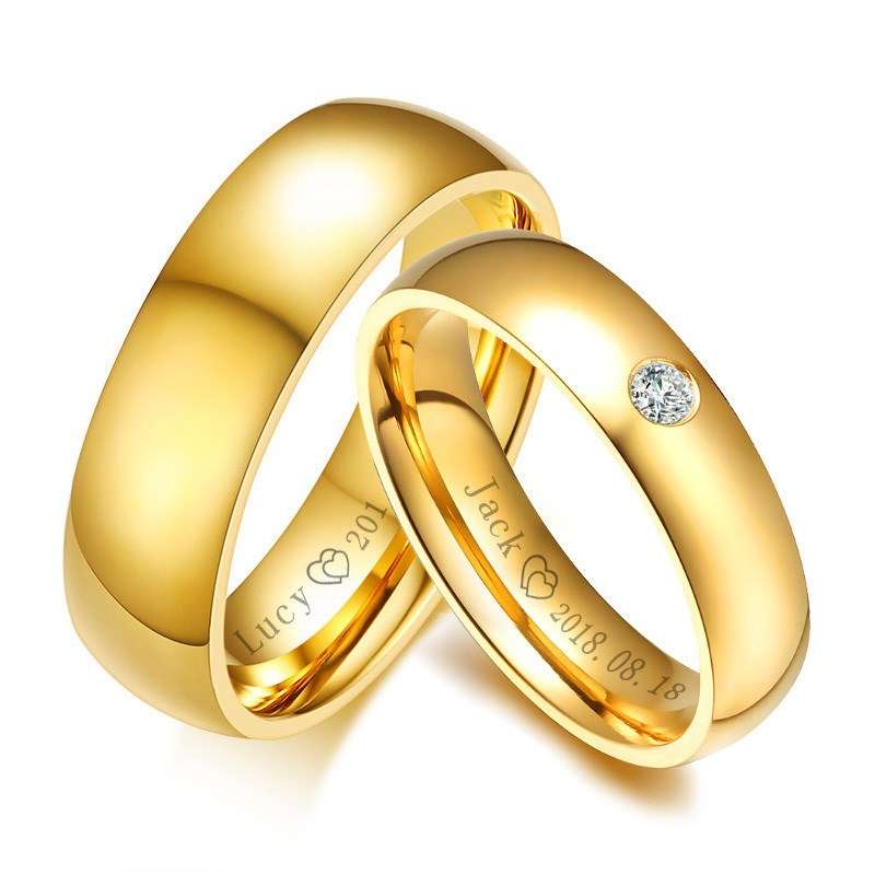 Golden stainless steel couple rings | Orazek UK Ltd