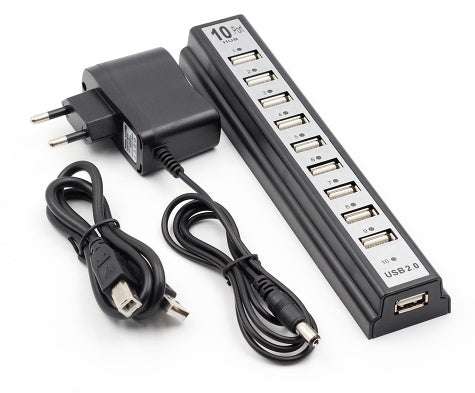 GOOJODOQ 10USB 2.0 Hubs with AC Power Computer Peripherals Supply Adapter For Portablefor PC Laptop Notebook | Orazek UK Ltd